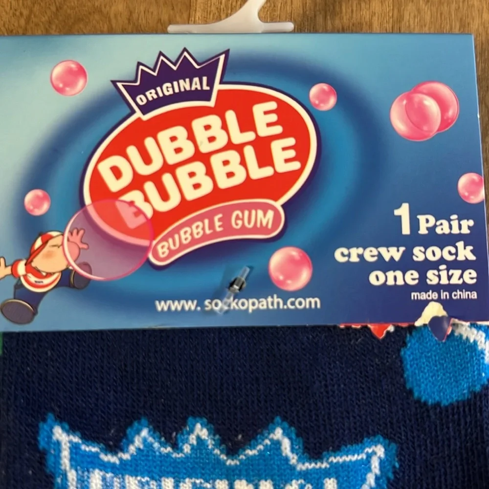 Andes Thins Dubble Bubble Logo Unisex 2 Pair Crew Socks NWT